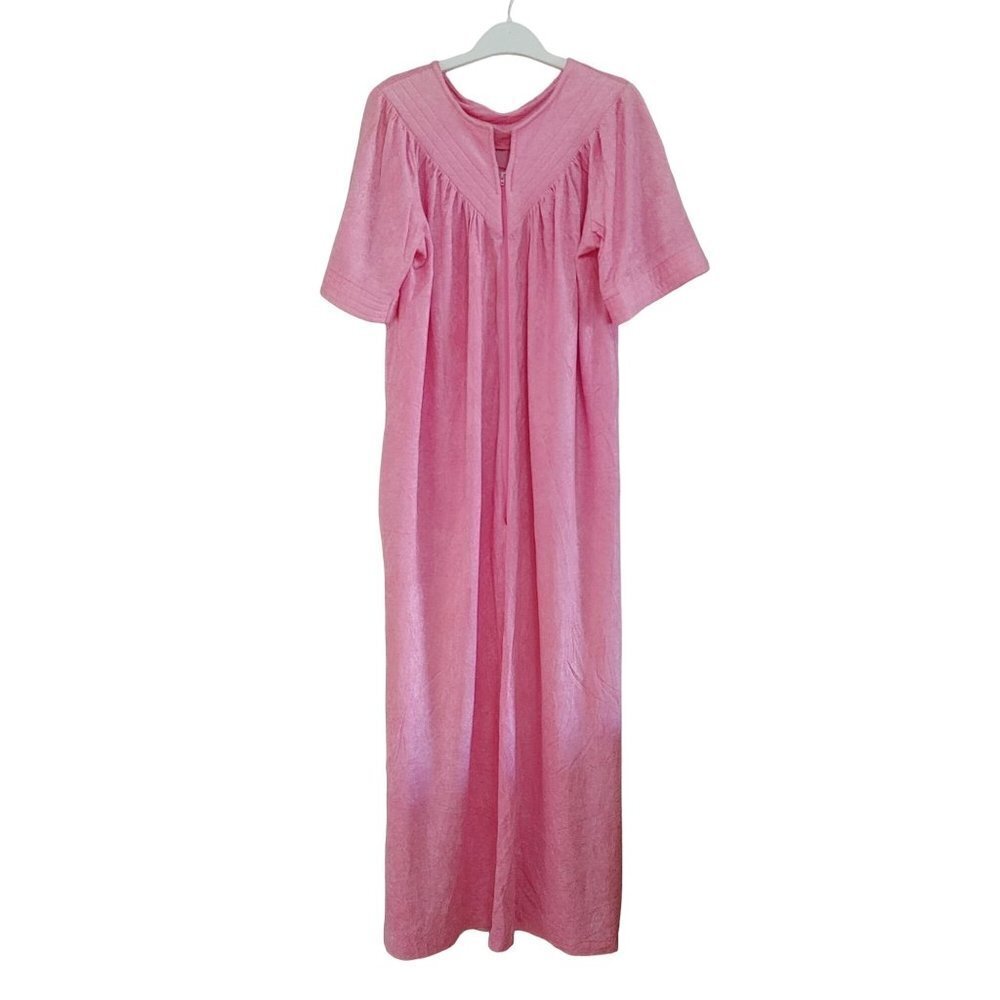Vintage  Hamilton Pink Night dress Pajamas Full Zip Robe Size Large